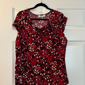 Kasper Red and Black Abstract Blouse Size 2X